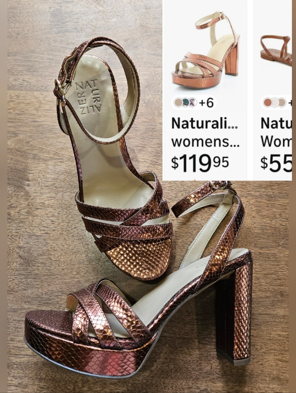 Naturalizer Metallic Rose Gold Strappy Heels